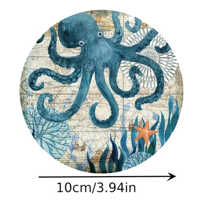 8 Pack - Nautical Wooden Coasters With Holder