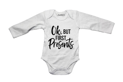 OK, But First Presents - Christmas Inspired - Baby Grow