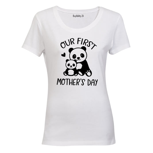 Our First Mother's Day - Panda - Ladies - T-Shirt - BuyAbility South Africa