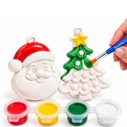 Paint Your Own Christmas Tree Ornaments- Santa & Tree