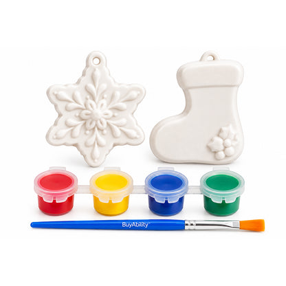 Paint Your Own Christmas Tree Ornaments- Snowflake & Stocking