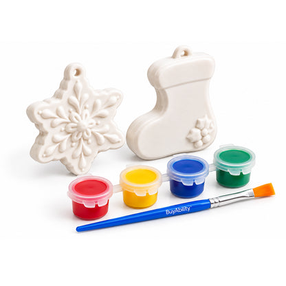 Paint Your Own Christmas Tree Ornaments- Snowflake & Stocking