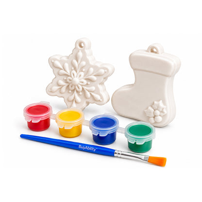 Paint Your Own Christmas Tree Ornaments- Snowflake & Stocking