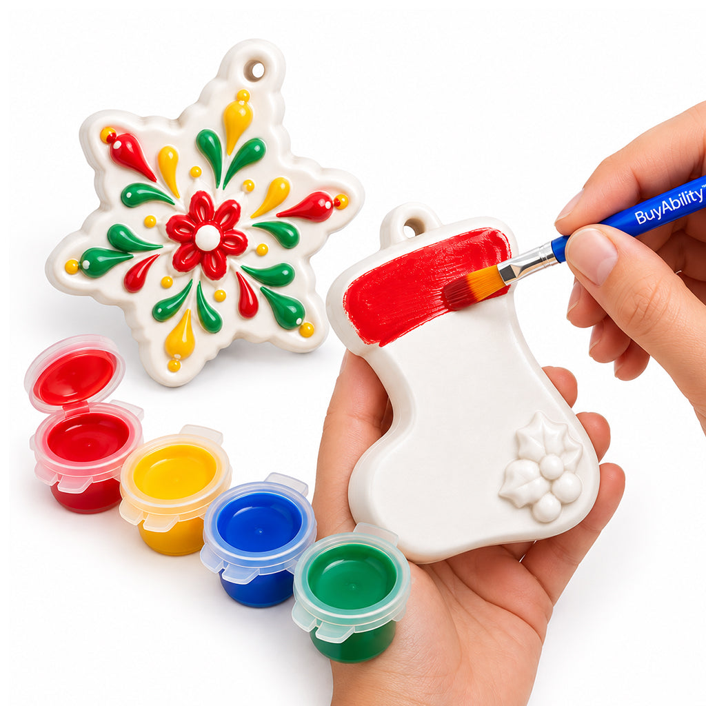 Paint Your Own Christmas Tree Ornaments- Snowflake & Stocking