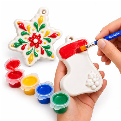 Paint Your Own Christmas Tree Ornaments- Snowflake & Stocking