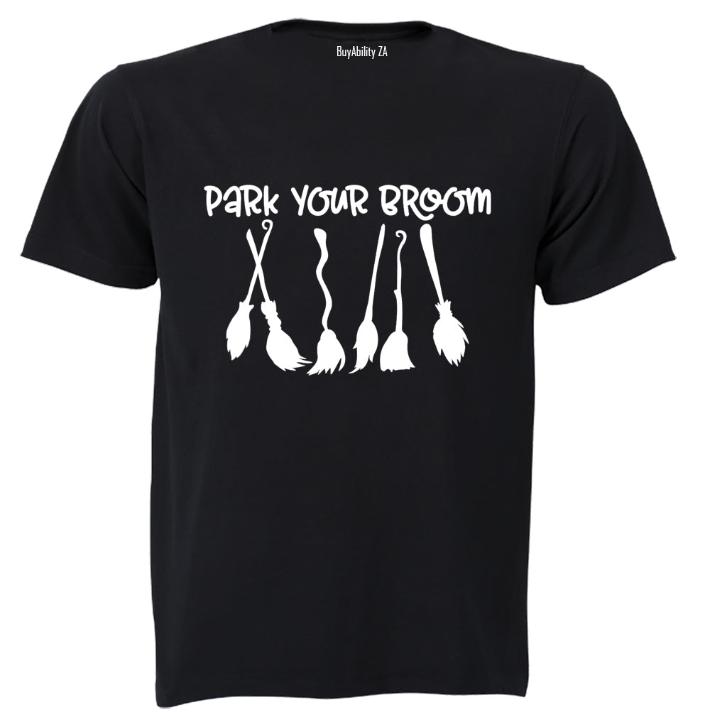 Park Your Broom - Halloween - Adults - T-Shirt - BuyAbility