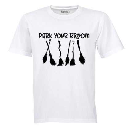 Park Your Broom - Halloween - Adults - T-Shirt - BuyAbility