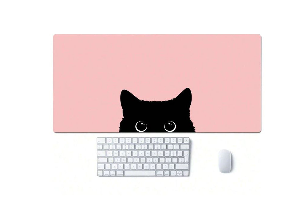 Peeking Cat - Pink Large Mouse Pad - BuyAbility