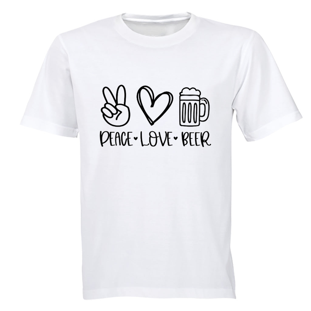 Peace. Love. BEER - Adults - T-Shirt - BuyAbility South Africa