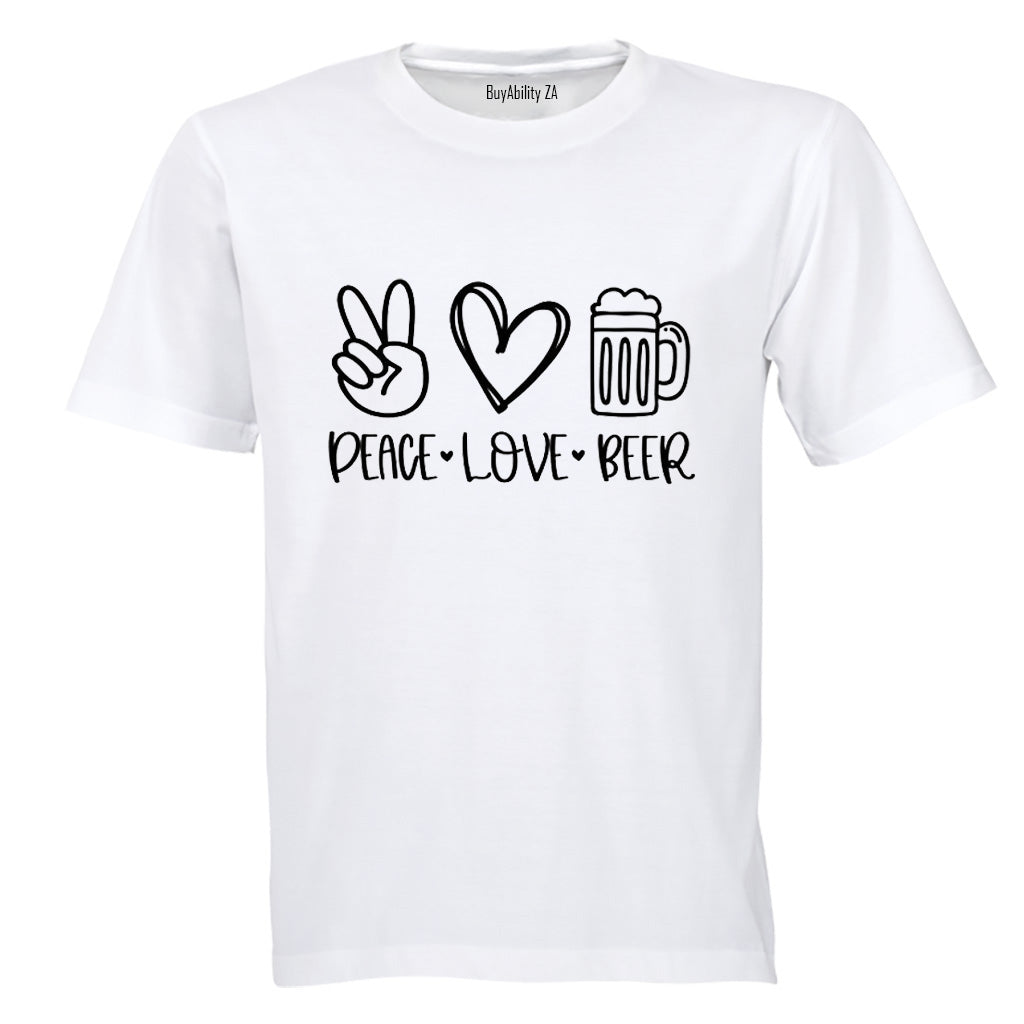 Peace. Love. BEER - Adults - T-Shirt