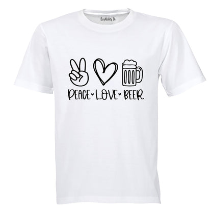 Peace. Love. BEER - Adults - T-Shirt