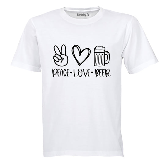 Peace. Love. BEER - Adults - T-Shirt