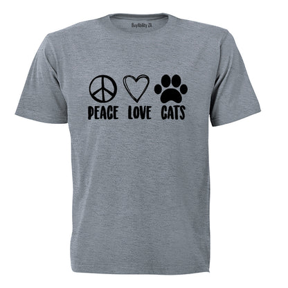 Peace. Love. Cats - Adults - T-Shirt - BuyAbility