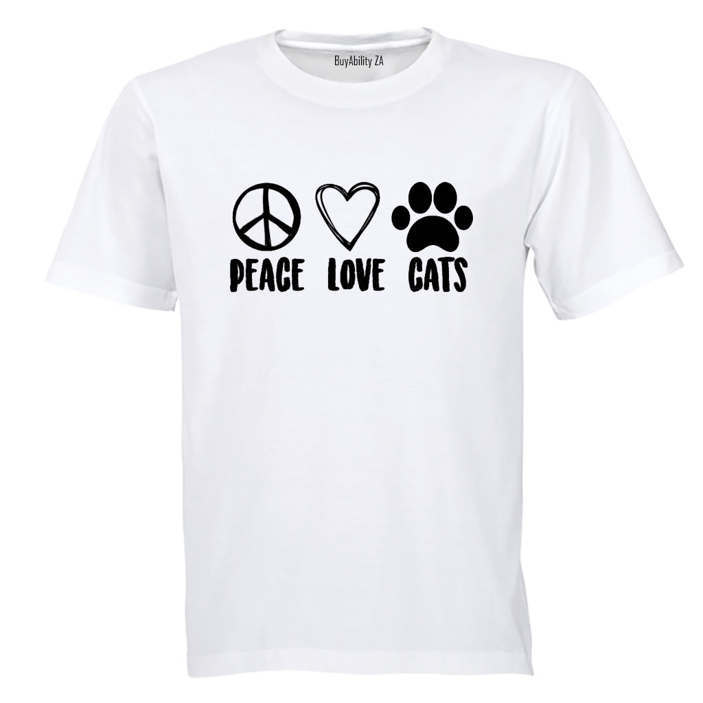 Peace. Love. Cats - Adults - T-Shirt - BuyAbility