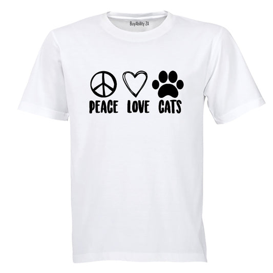 Peace. Love. Cats - Adults - T-Shirt - BuyAbility
