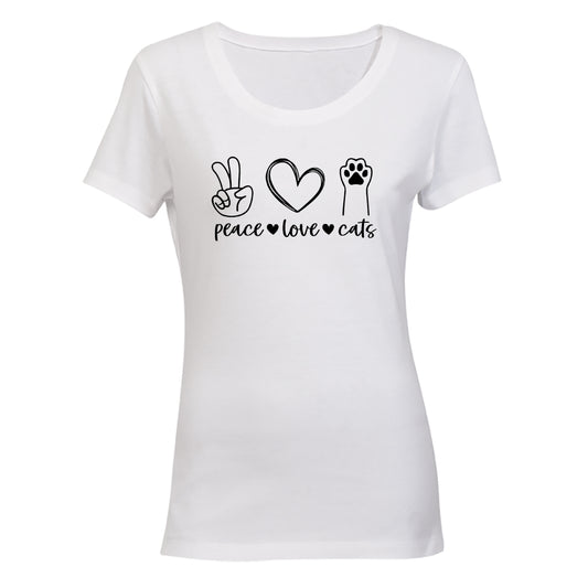 Peace. Love. Cats Paw - Ladies - T-Shirt - BuyAbility South Africa