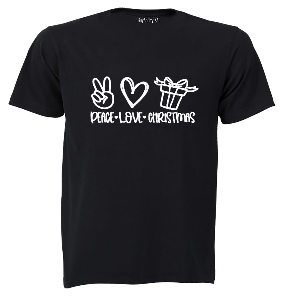 Peace. Love. Christmas Present - Adults - T-Shirt - BuyAbility
