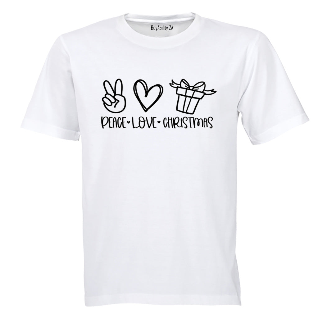 Peace. Love. Christmas Present - Adults - T-Shirt - BuyAbility