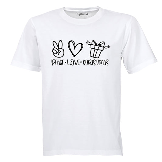 Peace. Love. Christmas Present - Adults - T-Shirt - BuyAbility