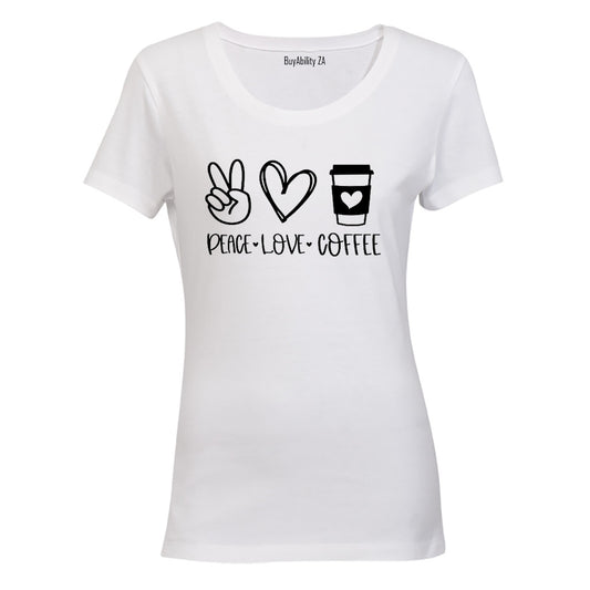 Peace. Love. Coffee - Ladies - T-Shirt