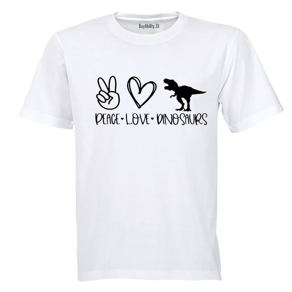 Peace. Love. Dinosaurs - Adults - T-Shirt