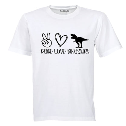 Peace. Love. Dinosaurs - Adults - T-Shirt
