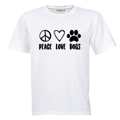 Peace. Love. Dogs - Adults - T-Shirt