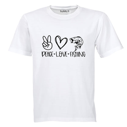Peace. Love. Fishing - Adults - T-Shirt