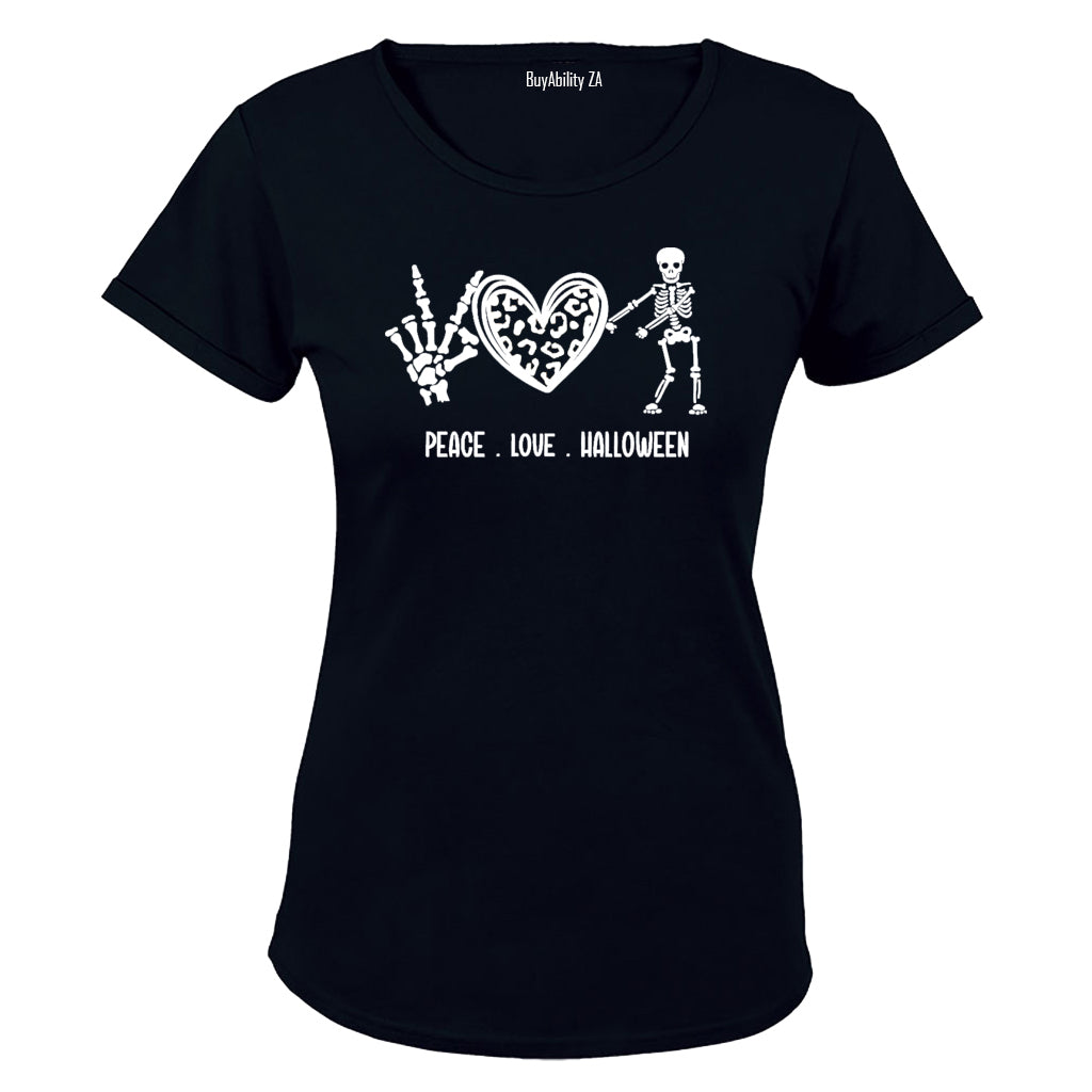 Peace Love Halloween - Skeleton - Ladies - T-Shirt