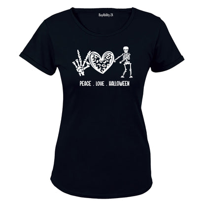 Peace Love Halloween - Skeleton - Ladies - T-Shirt