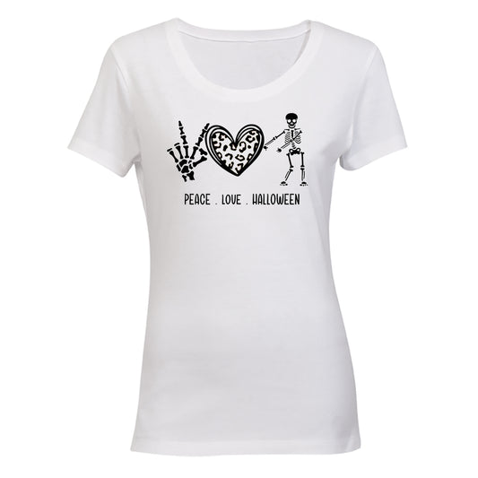 Peace Love Halloween - Skeleton - Ladies - T-Shirt - BuyAbility South Africa