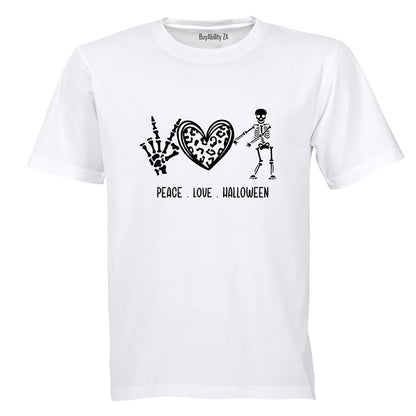 Peace Love Halloween - Skeleton - Kids T-Shirt