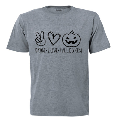 Peace. Love. Halloween - Kids T-Shirt