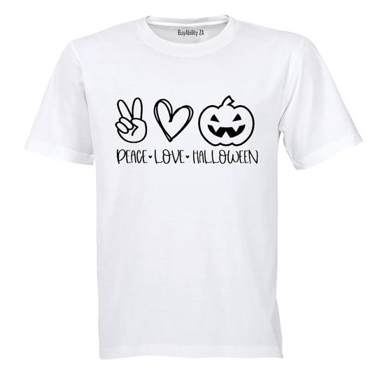 Peace. Love. Halloween - Adults - T-Shirt