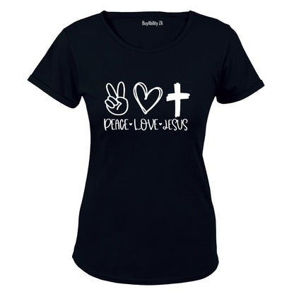 Peace. Love. Jesus - Ladies - T-Shirt - BuyAbility