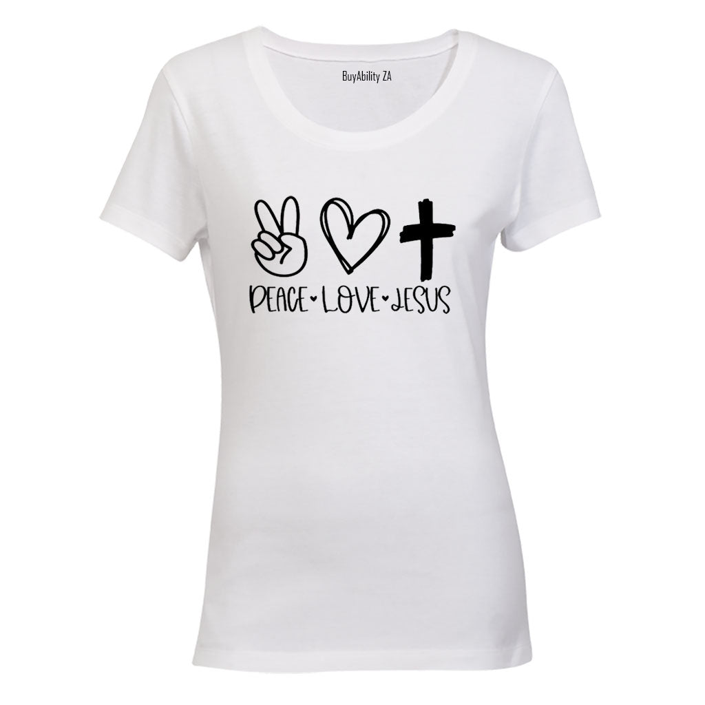 Peace. Love. Jesus - Ladies - T-Shirt - BuyAbility
