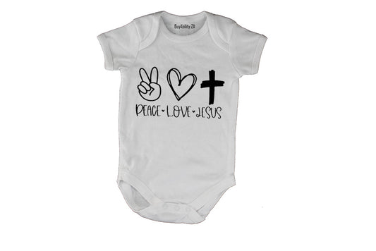 Peace. Love. Jesus - Baby Grow