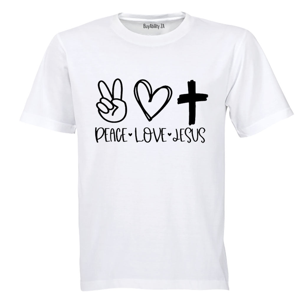 Peace. Love. Jesus - Adults - T-Shirt