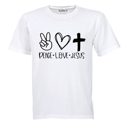 Peace. Love. Jesus - Adults - T-Shirt