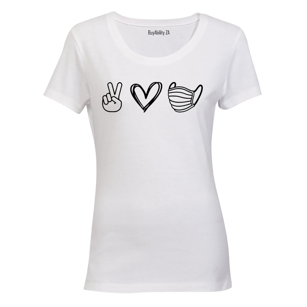 Peace. Love. Mask - Ladies - T-Shirt
