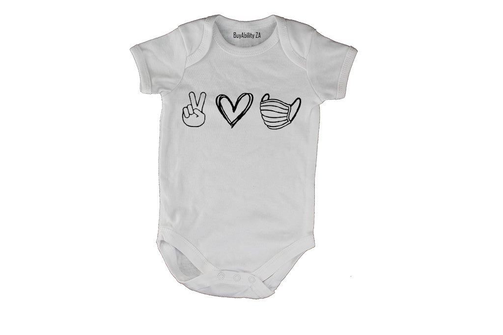 Peace. Love. Mask - Baby Grow