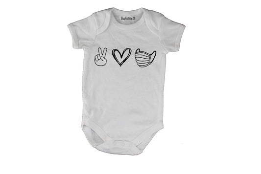 Peace. Love. Mask - Baby Grow
