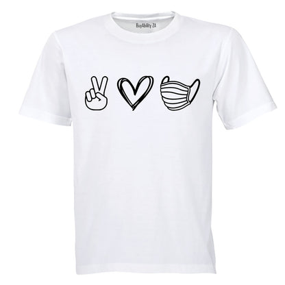 Peace. Love. Mask - Kids T-Shirt