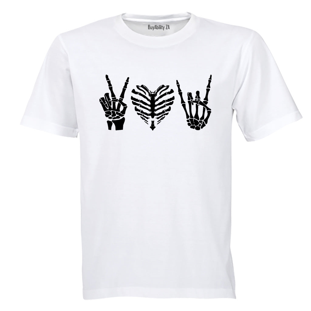 Peace. Love. Rock - Adults - T-Shirt