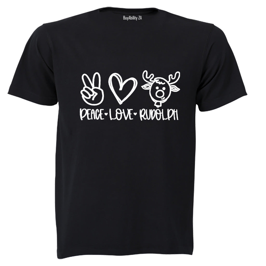 Peace. Love. Rudolph - Christmas - Adults - T-Shirt - BuyAbility