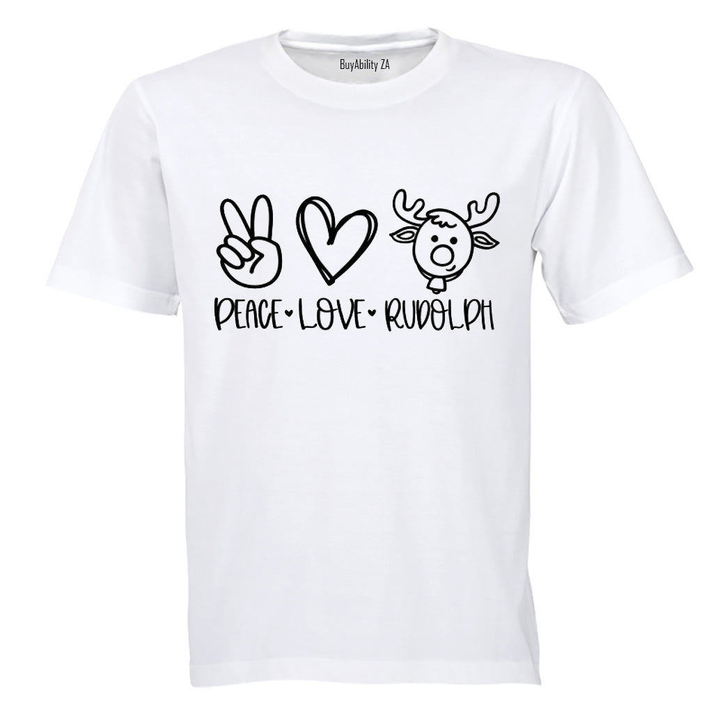 Peace. Love. Rudolph - Christmas - Adults - T-Shirt - BuyAbility