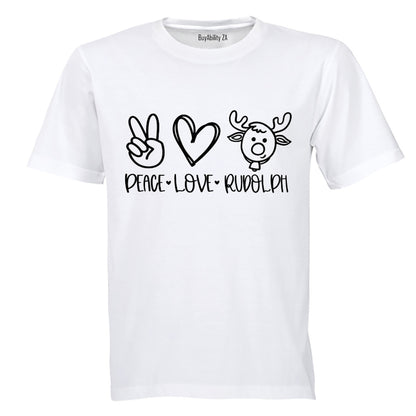 Peace. Love. Rudolph - Christmas - Adults - T-Shirt - BuyAbility