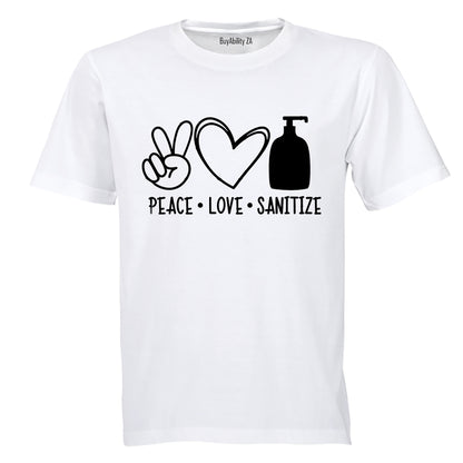Peace. Love. Sanitize - Adults - T-Shirt