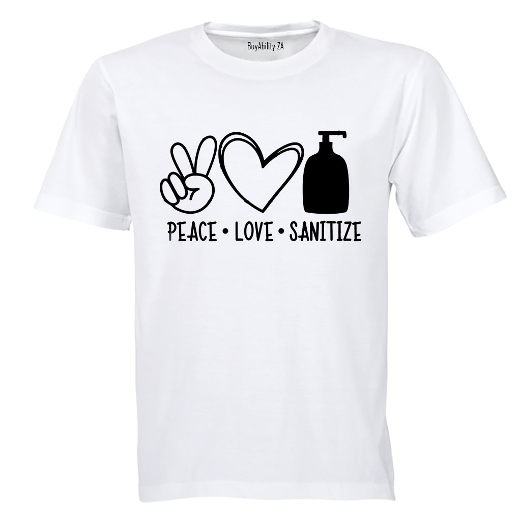 Peace. Love. Sanitize - Kids T-Shirt