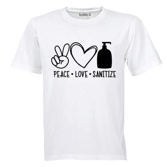 Peace. Love. Sanitize - Kids T-Shirt